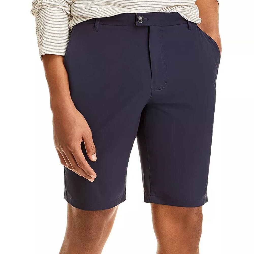 7 For All Mankind Men's Navy Flat Front Regular Fit Chino Shorts Size 28